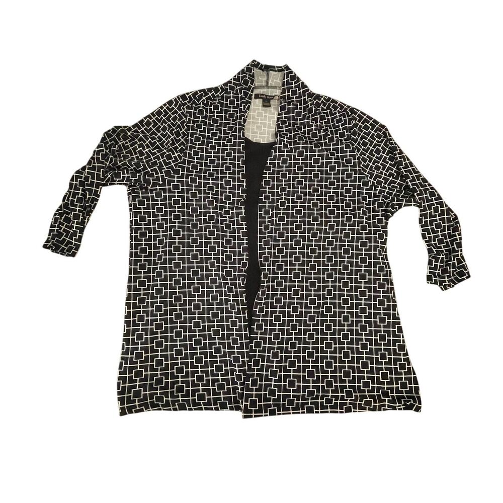 Emily Rose - 3X Cardigan - Built-In Tank - Black & White Geometric- EUC